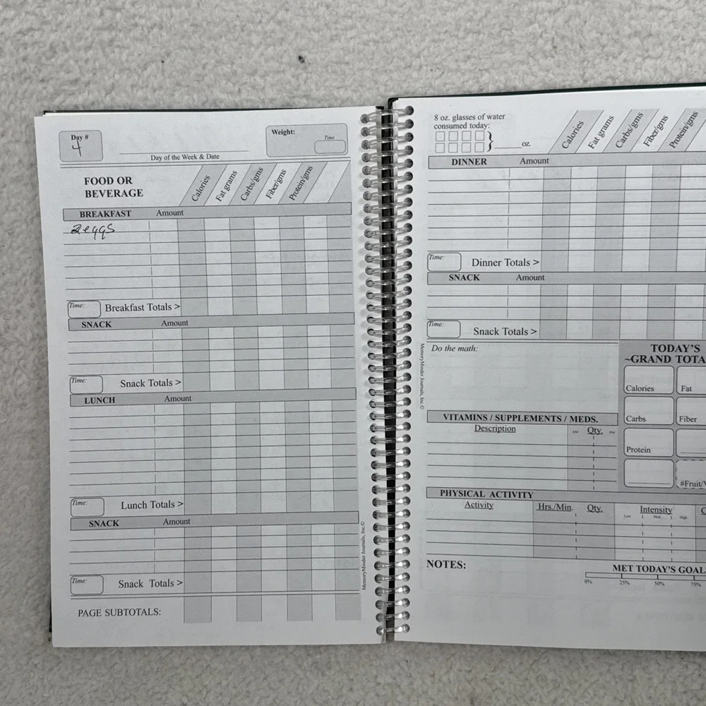 DietMinder Personal Food and Fitness Journal MemoryMinder Spiral